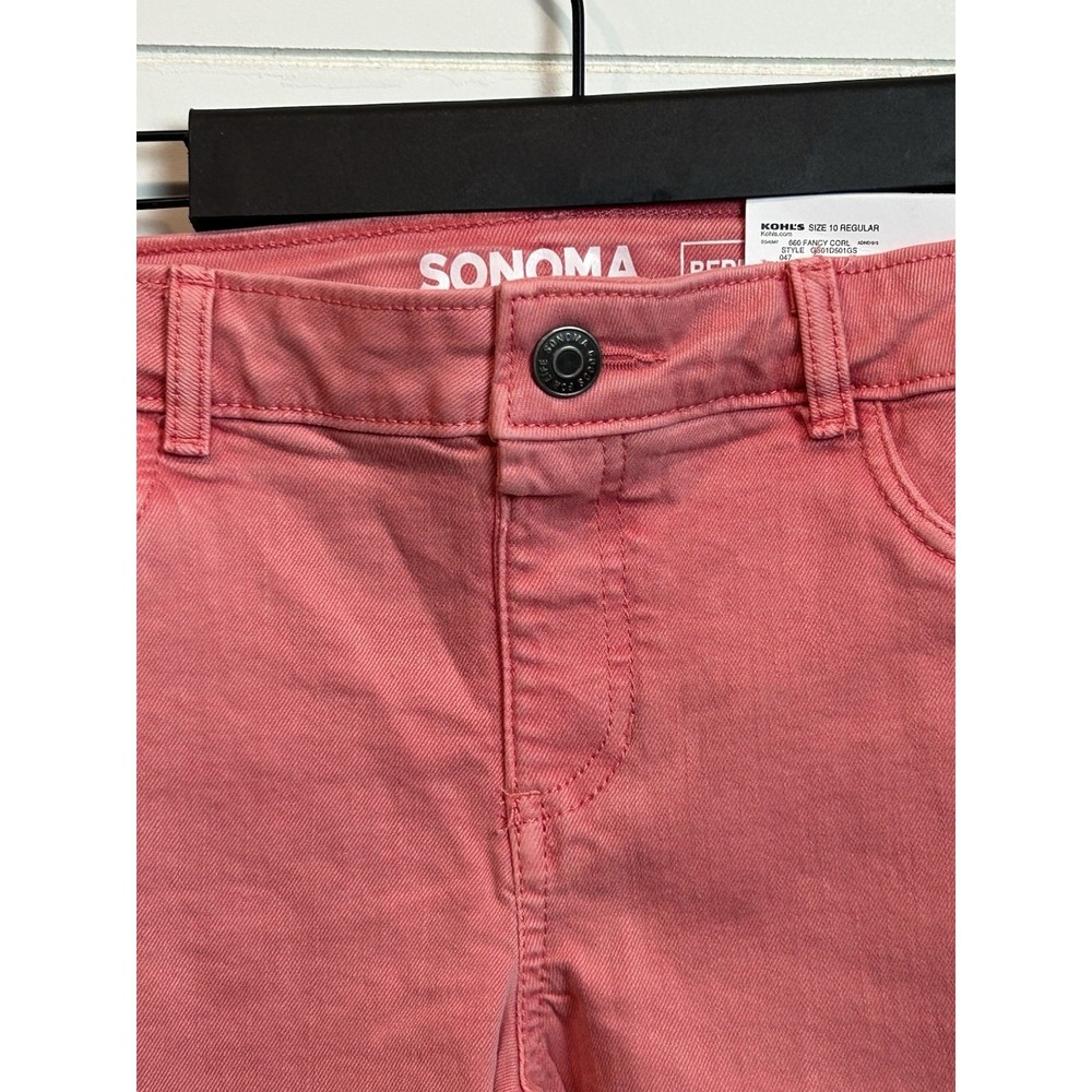 Sonoma Bermuda Shorts Girl's 10 Regular Coral Adjustable Waist NWT - Picture 2 of 8
